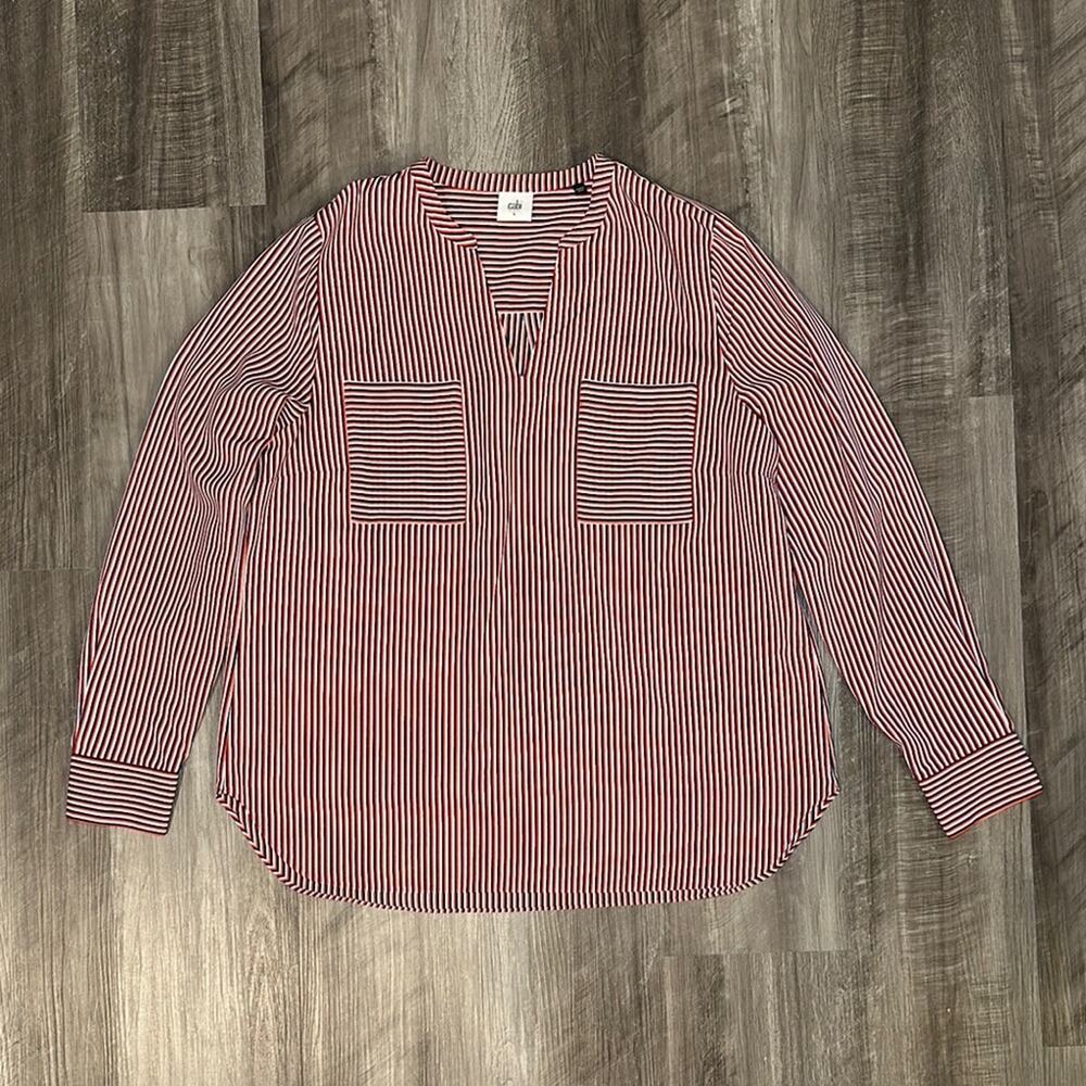 Cabi Franklin Striped Popover Blouse - Large